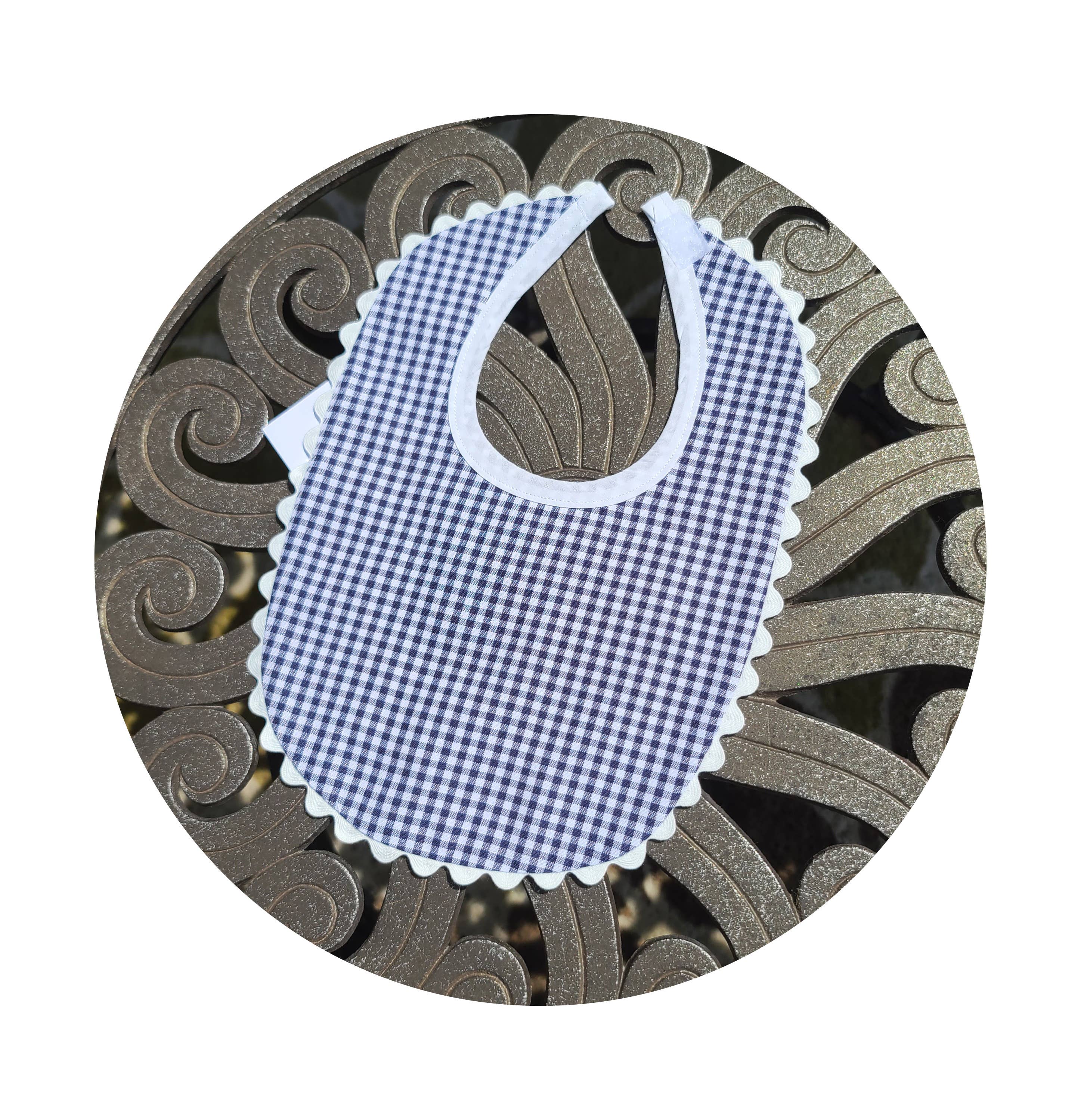 THE ROYALTY COLLECTION - Wholesale Bib - Baby - Gingham Baby Bib With Ric Rac8