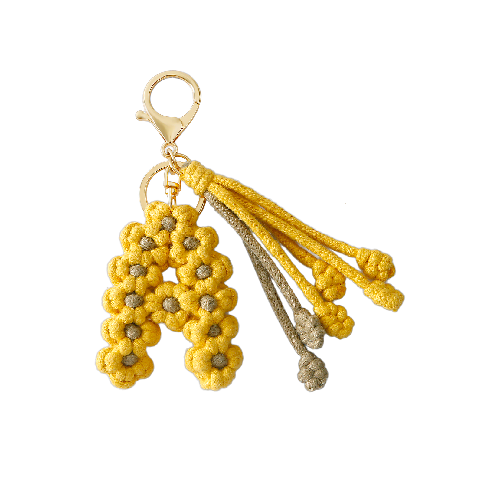 Sparkle Being - Vente Porte-clés – femme - Porte-clés en macramé avec lettre initiale de l'alphabet0