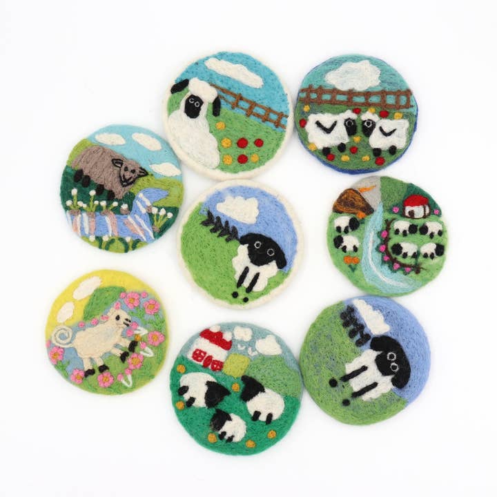 Wool Felt Coaster – Farm Sheep Drink Coasters for wholesale by Sparkle Being