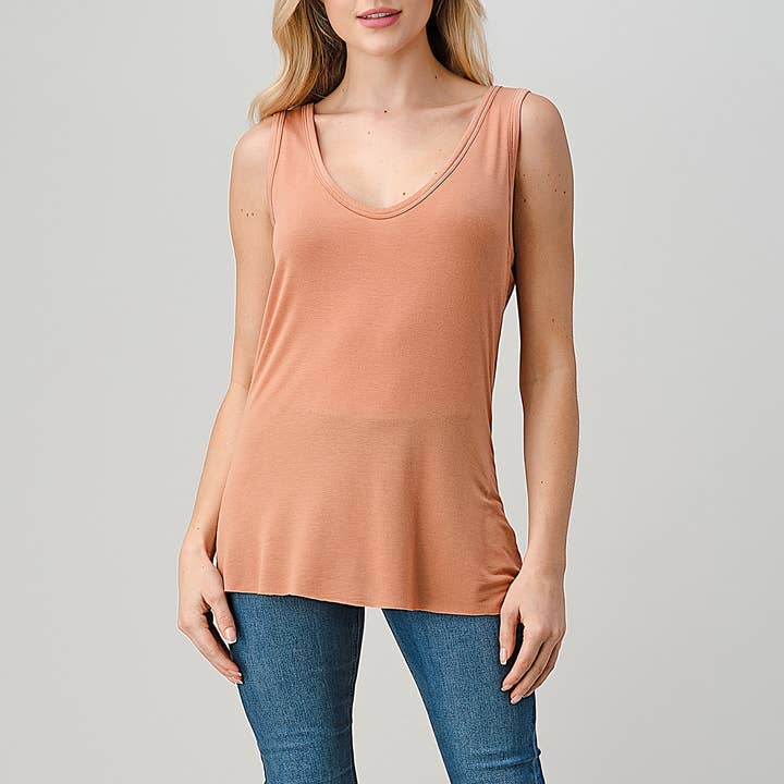 Heimious - Wholesale Tank Top - Women's - Soft V-neck Micro Modal Jersey Tank Top, 25206