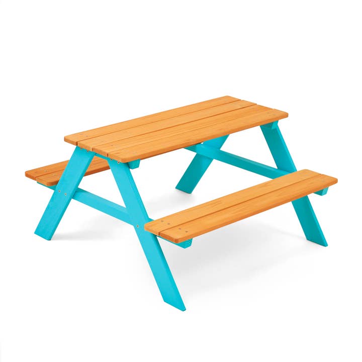 Outdoor Picnic Table & Chair Set - Wood / Aqua for wholesale by Teamson