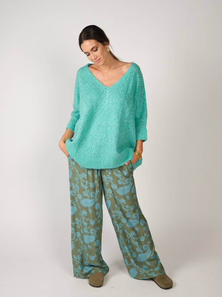 Rhum Raisin - Wholesale Pants - Women's - PALAZZO PANTS - TURQUOISE 411