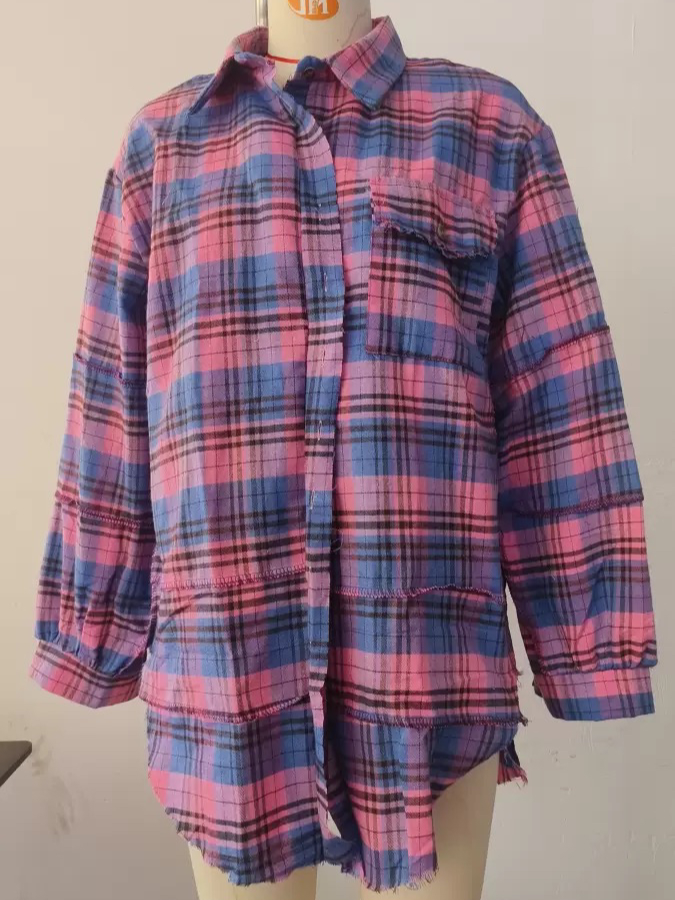 Rosa Clothing - Wholesale Shirt Jacket/Shacket - Women's - Plaid shirt oversized Long Shacket 7 colors9