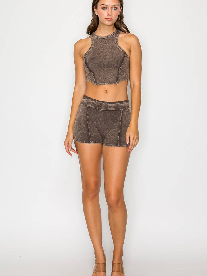 TS6064 - Mineral Wash Tank Top With Shorts Set for wholesale by A Ellen