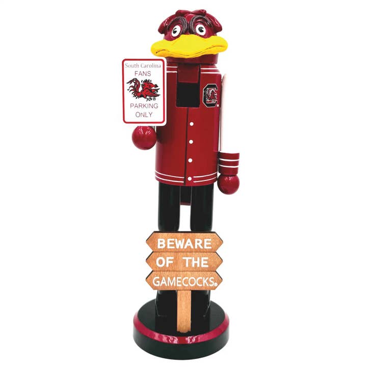 12" South Carolina Beware of the Gamecocks Nutcracker for wholesale by Santa’s Workshop Inc.