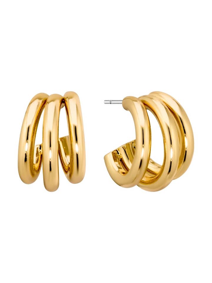 Triple Luxe Gold Hoops for wholesale by Tidal Creek Boutique