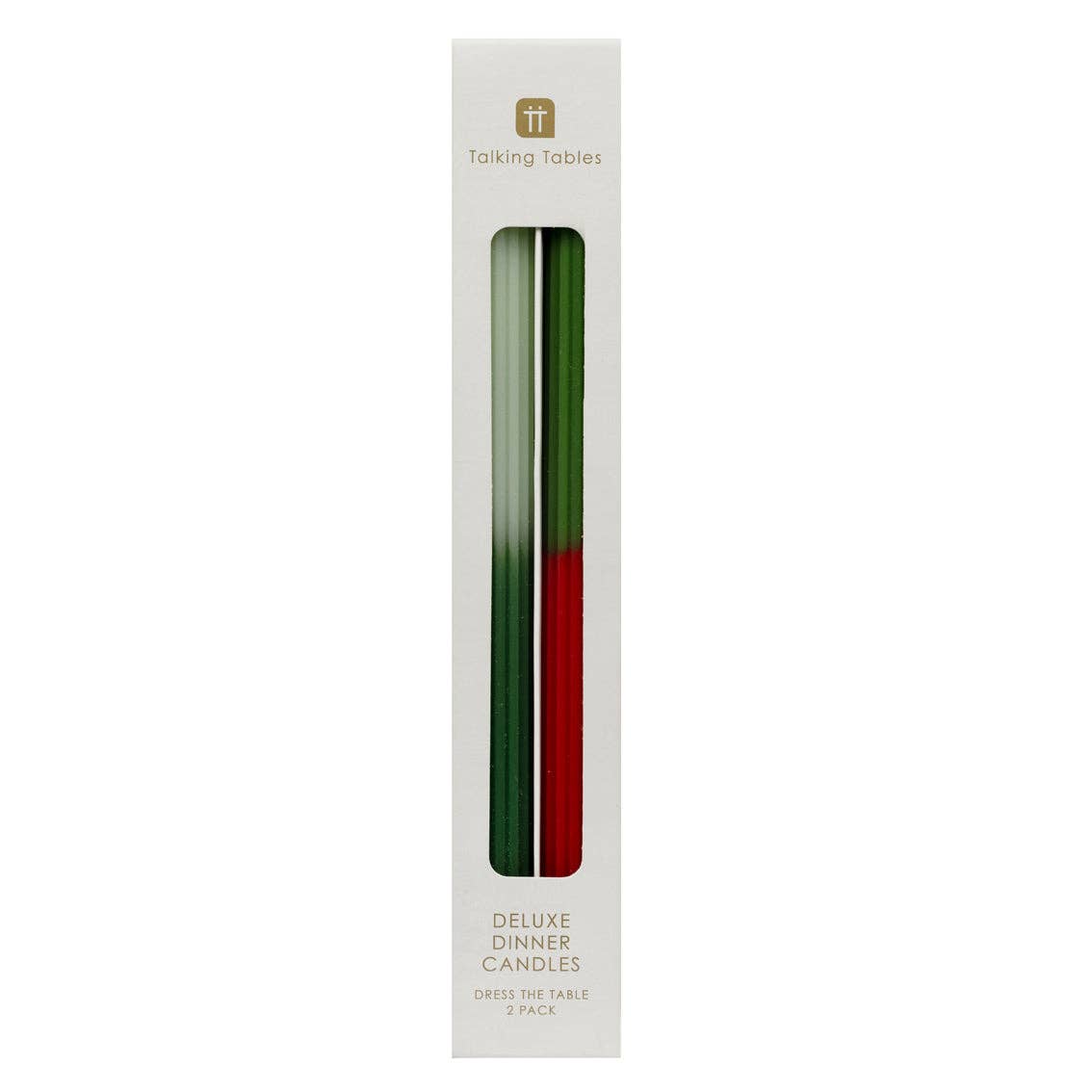 Talking Tables UK - Wholesale Tapered Candle/Candlestick - 2 Tone Red & Green Dinner Candles | 2 Pack |Christmas Décor|5