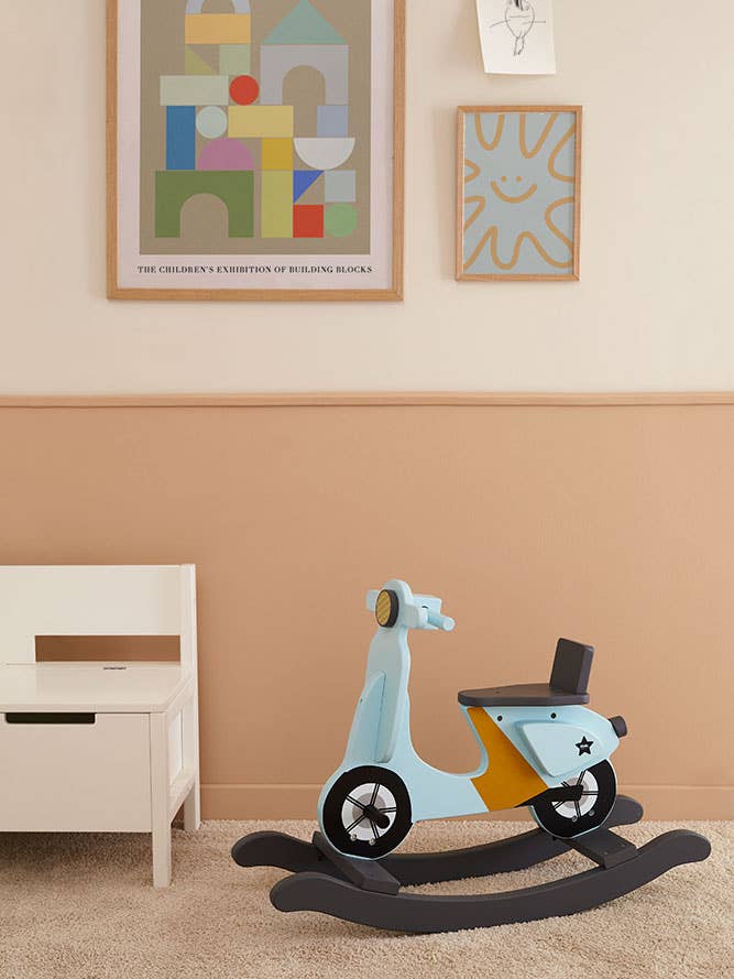 Rocking scooter light blue for wholesale by Kids Concept
