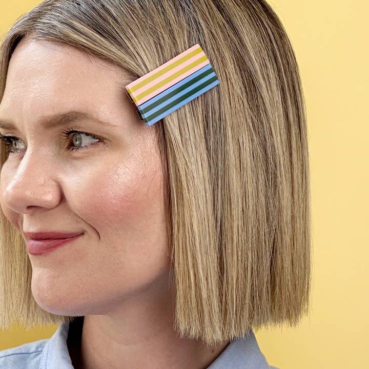 Combinist Goods - Wholesale Hair Clip - Women's - Striped Hair Clip | Large4
