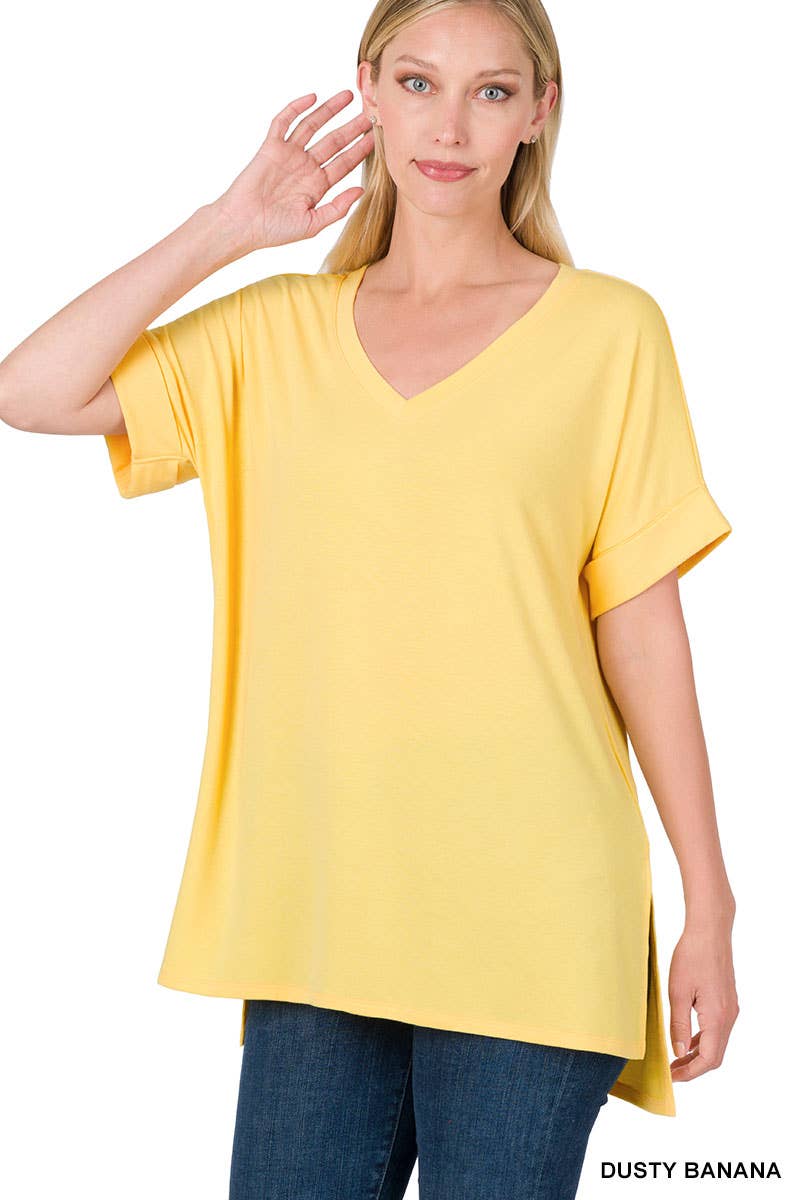 42POPS - Wholesale Tunic - Women's - `.Short Sleeve Side Slit Hi Low Hem1