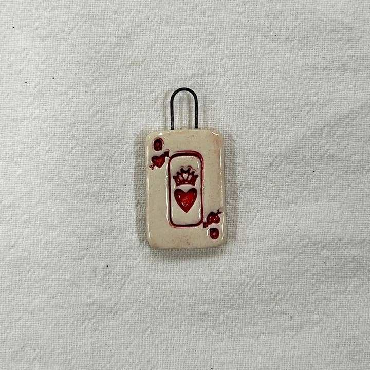 Handmade Porcelain Queen of Hearts Charm for wholesale by Jade Pottery & DIY Studio