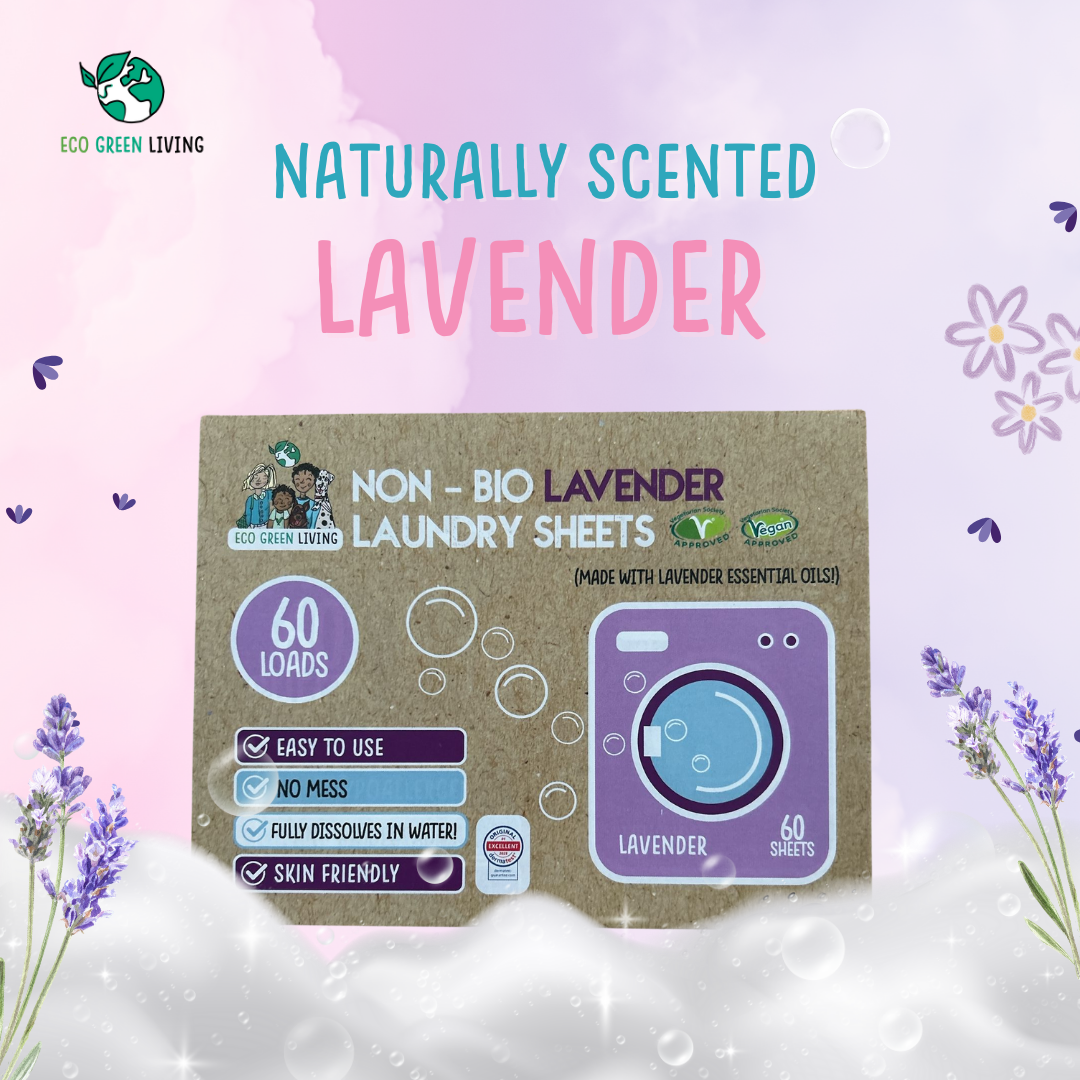 Eco Green Living - Wholesale Laundry Detergent Powder/Pods - Non-Bio Laundry Detergent Sheets x 60 (Lavender)1