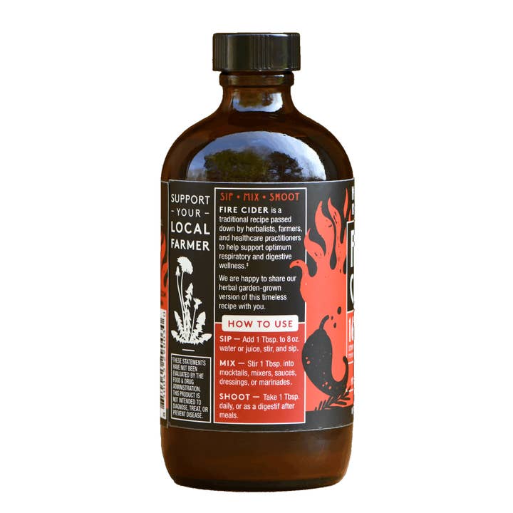 Herbal Revolution Farm + Apothecary - Vente Mélange/sirop pour cocktails - Cidre de Feu : Vinaigre de Cidre de Pomme Cru Bio aux Herbes avec Mère Allergie + Immunité