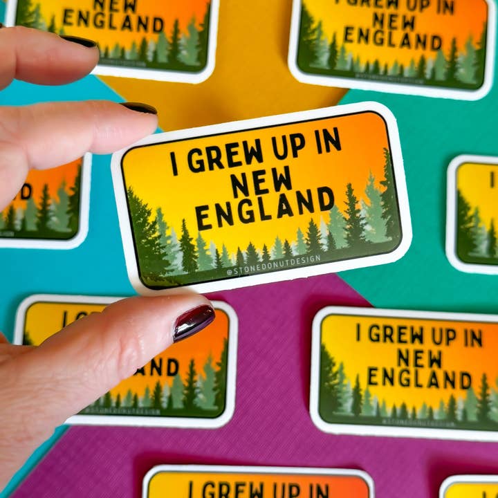 Sono cresciuto nel New England Adesivo in Vinile per la vendita all'ingrosso da parte di Stone Donut Design, LLC