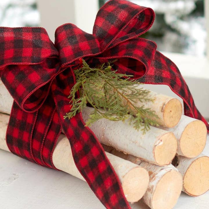 Factory Direct Craft - Wholesale Ribbon - Gift Wrapping - Checked Flannel Wire Ribbon Spool - Select Color 2