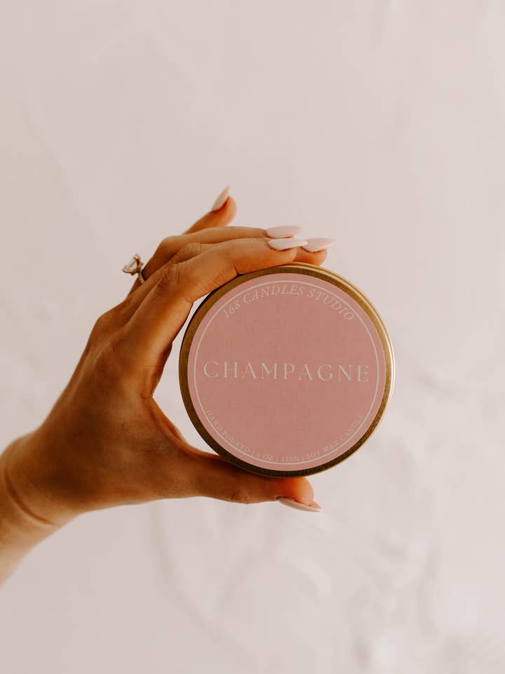 Champagne 4oz Candle for wholesale by 168 Candles Studio