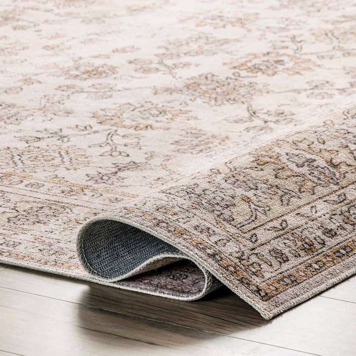 Beige Deadra Vintage Floral Machine Washable Area Rug for wholesale on Faire