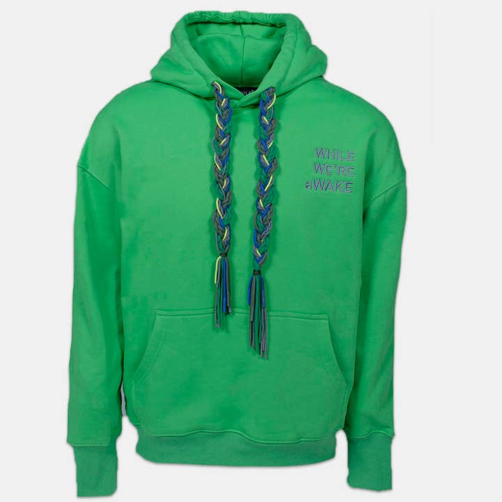 Sweat à capuche tressé sur tressé foncé - Vert pour la vente par WHILE WE'RE aWAKE