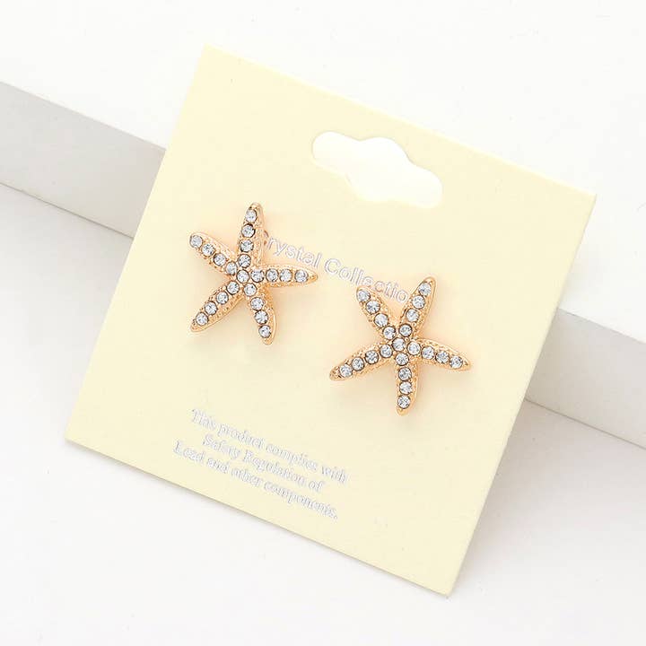 Sensibling Corp. - Wholesale Stud/Post Earrings - Crystal Starfish Stud Earrings