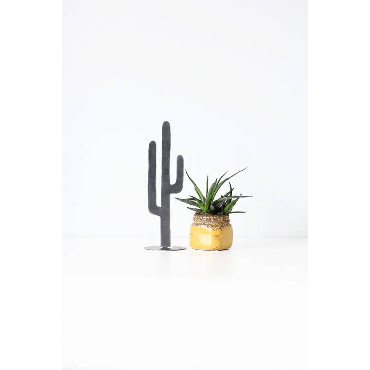 Highland Ridge | Handmade Home Decor - Wholesale Decorative Tabletop Object - Metal Cactus Silhouette - Medium