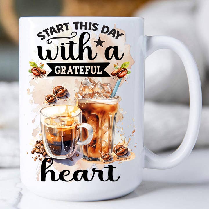 Start this Day Grateful Coffee Spiritual Coffee Mug for wholesale by Avery Lane Gifts