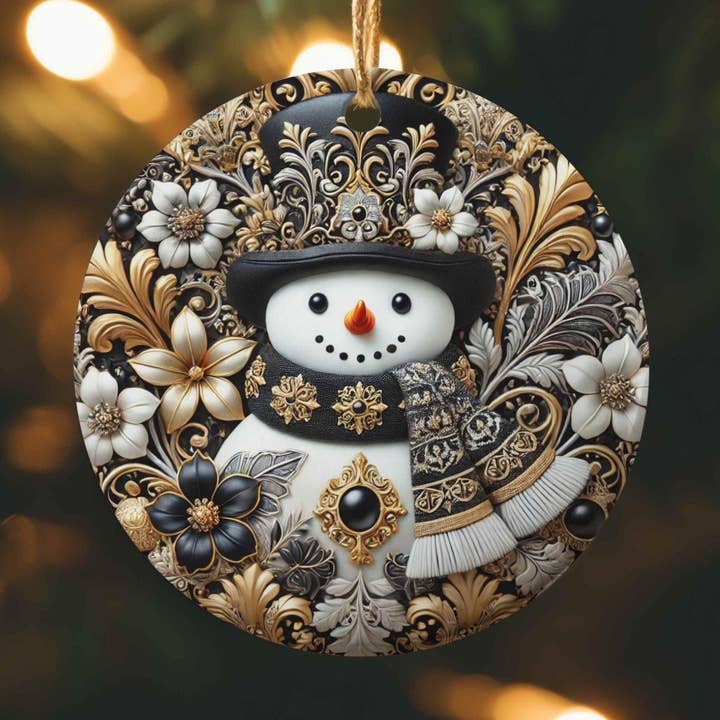 Snowman Luxury Gold Silver Ornament, Merry Christmas Decor for wholesale by Embrova