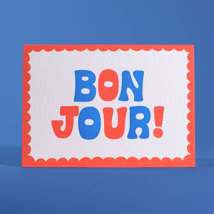 Carte de vœux Letterpress Bon Jour pour la vente par Half Pint Studio