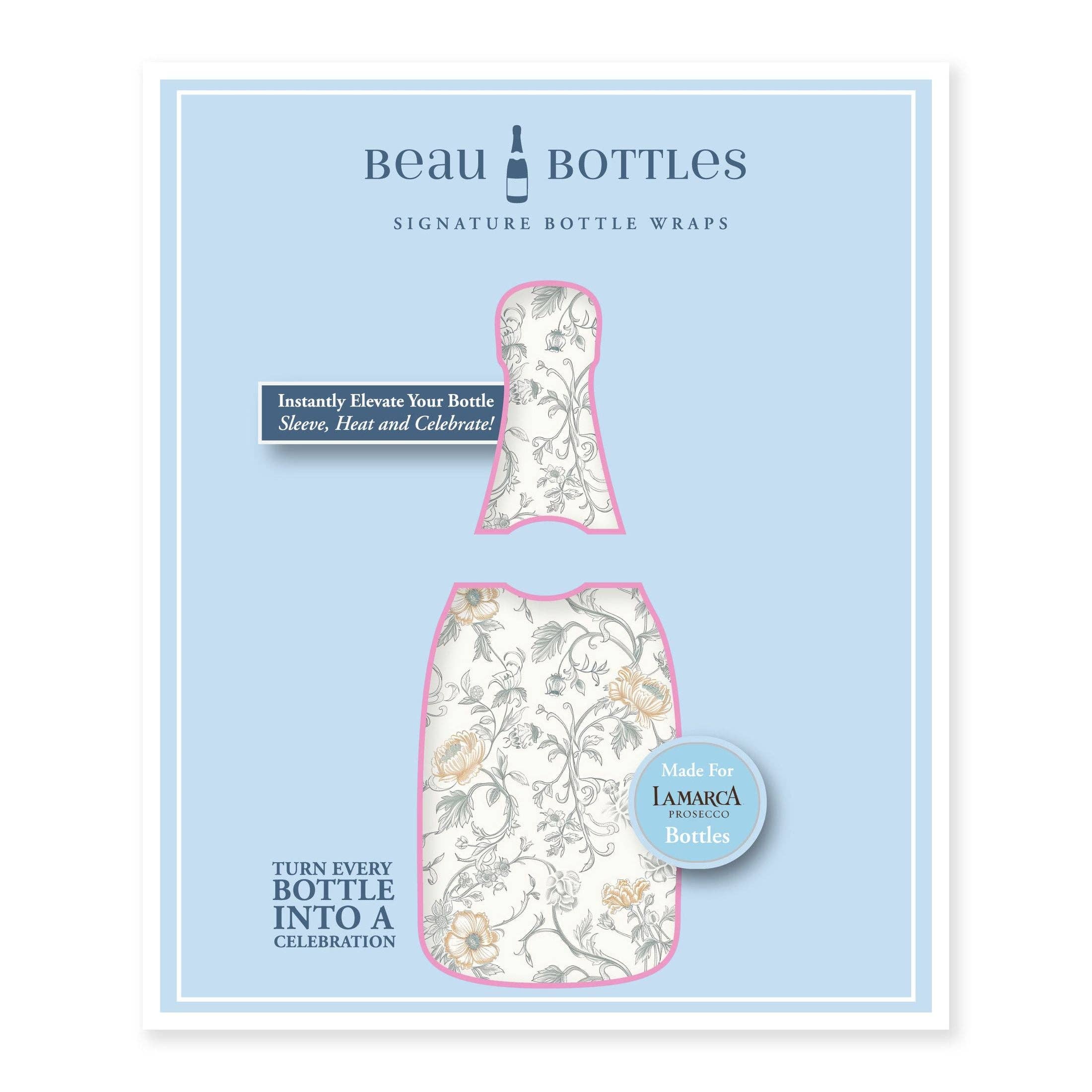 Beau Bottles - Vente Pochette cadeau pour bouteille de vin - Beau Bottles Floral Bridal Bliss - Collection Prosecco5