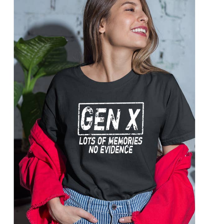 Expression Tees - Wholesale Screen Printed T-Shirt - Women's - Gen X Lots of Memories No Evidence Nostalgia Womens T-shirt14