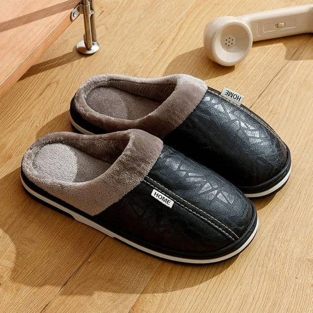 Men’s Waterproof Indoor Fur-Lined Winter Slippers for wholesale by Cloud Cushion Slides
