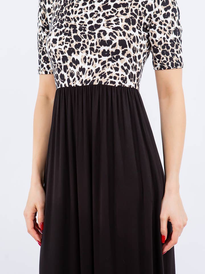 Taupe Leopard ANIMAL PRINT FULL-LENGTH DRESS IN MISSY & PLUS SIZE CD43411Y for wholesale on Faire