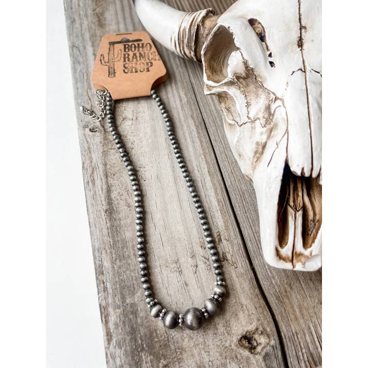 Silver Western Navajo Style bead Pearl choker necklace for wholesale on Faire2