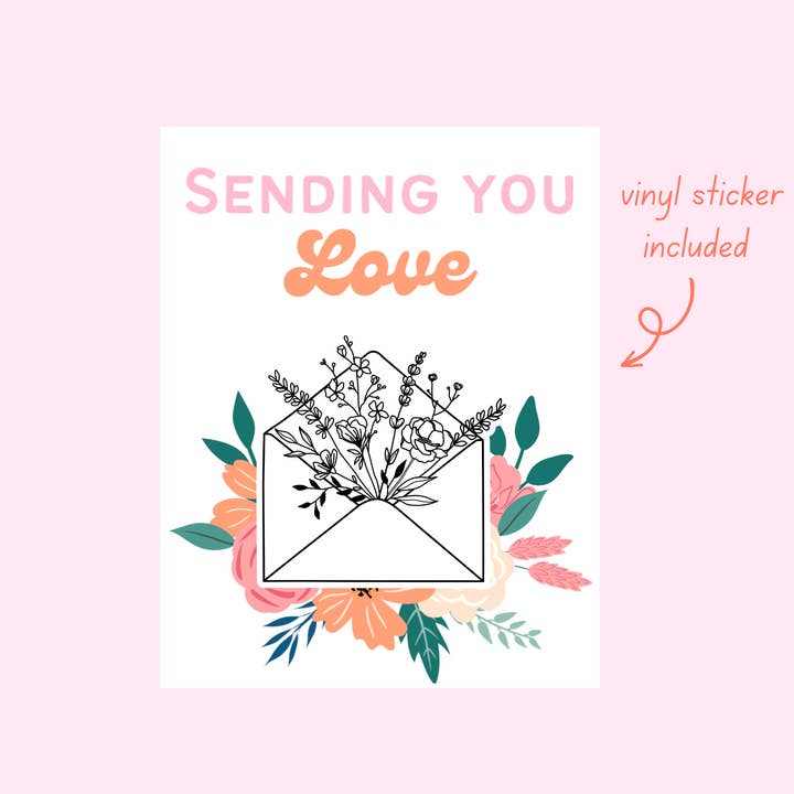 Little Viper Co - Wholesale Valentine's Day Card - Sending You Love Sticker Card - Valentine’s Day
