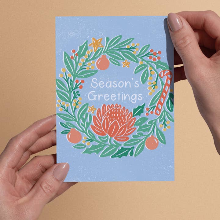 Paper Station - Wholesale Christmas card - Banksia Wreath Christmas Card1