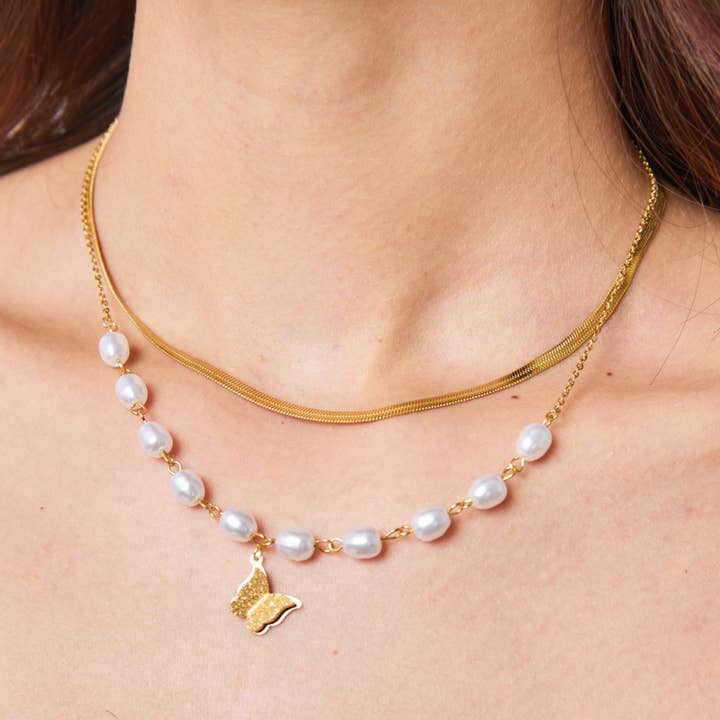 Gold Stainless steel necklace 224YC24 for wholesale on Faire1