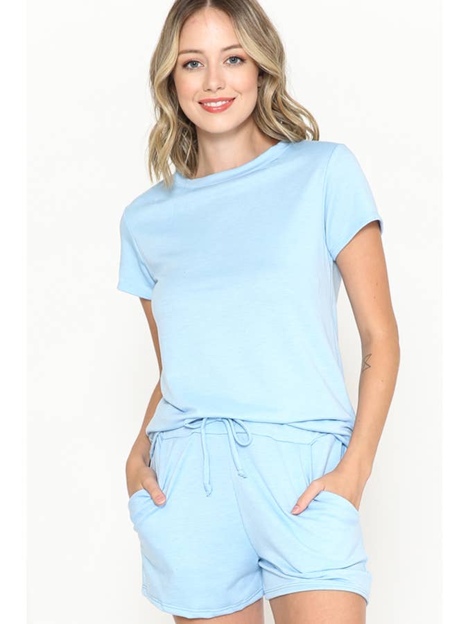 Burgundy Apparel - Wholesale Lounge Set - Women's - SHORT SLEEVE AND SHORTS SET