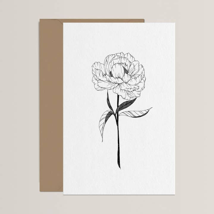 Peony - Kraft dubbele kaart en envelop voor wholesale door monocotylédone