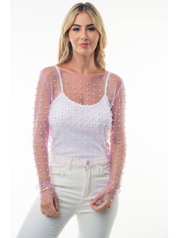 White Birch - Wholesale Blouse - Women's - T24705 Long Sleeve Metalic Mesh Top8