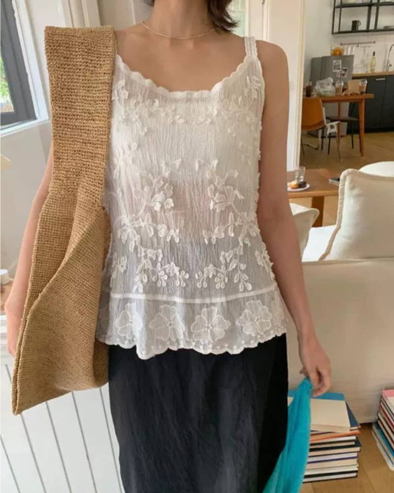 Hope & Sunshine - Wholesale Camisole - Dames - Kanten Geborduurde Jacquard Camisole9