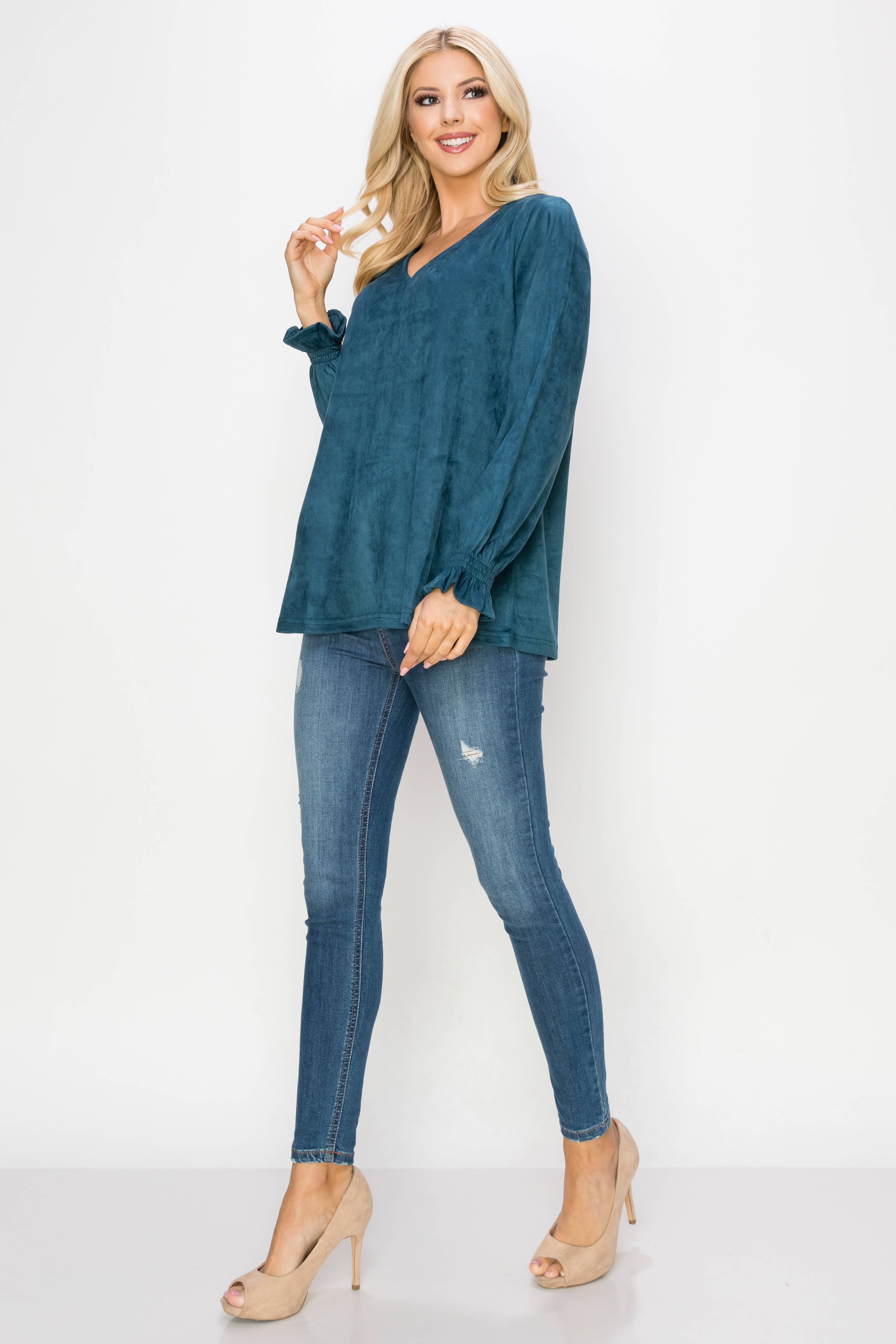 Joh Apparel - Wholesale Blouse - Women's - Abigail Stretch Suede Top3