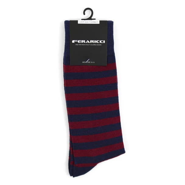 Selini New York - Wholesale Socks - Men's - Men's College Striped Feraricci Sock MCS24008