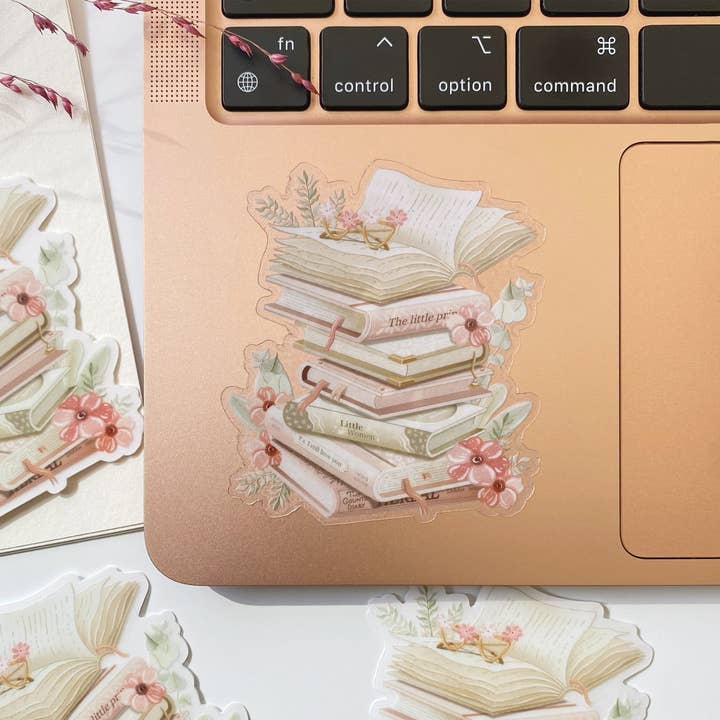 Lettoon - Wholesale Sticker - Clear Vinyl Sticker - Stacked Books