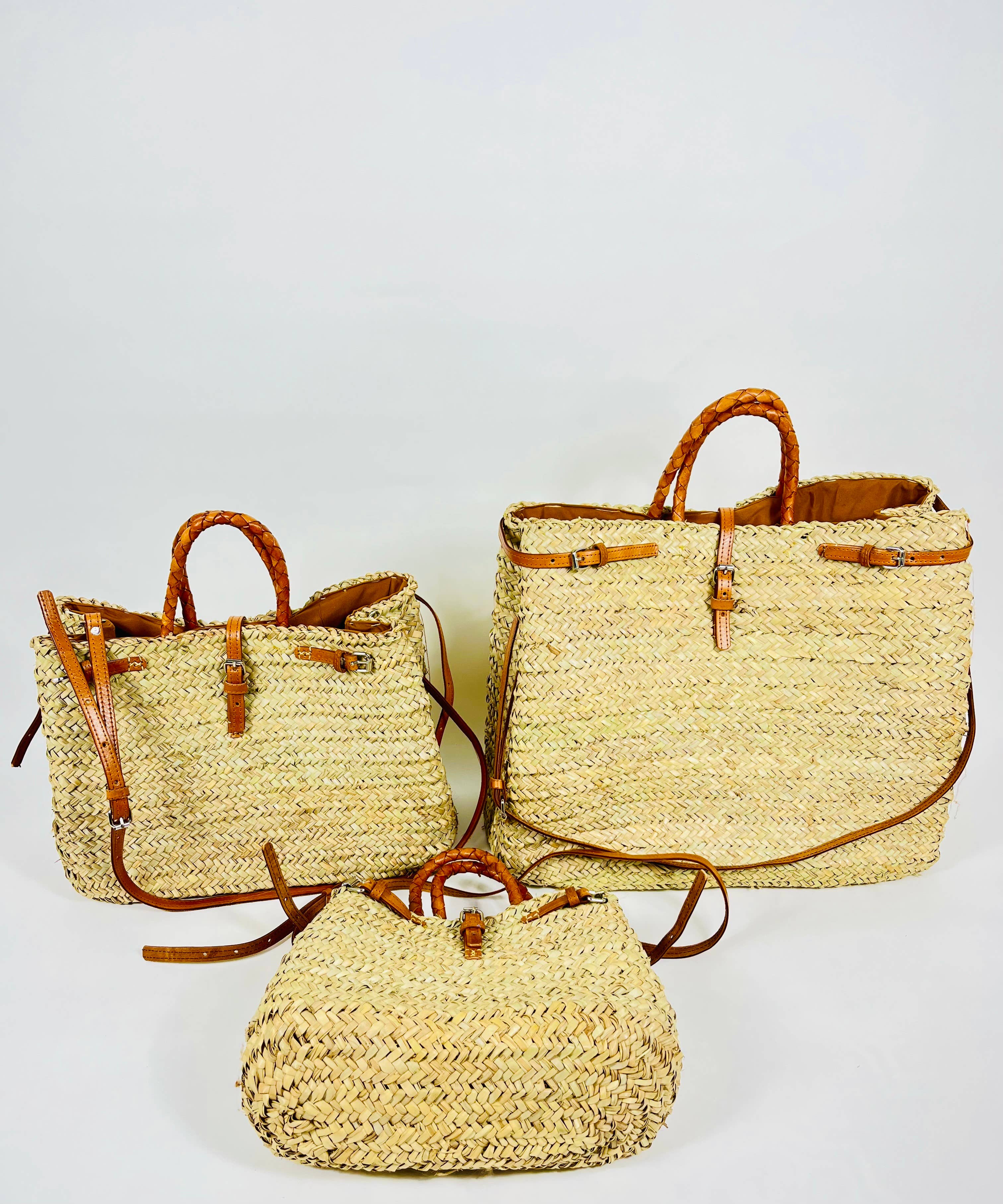 Mikwi – wholesale Korg – Fransk marknadskorg med dubbla remmar i läder8