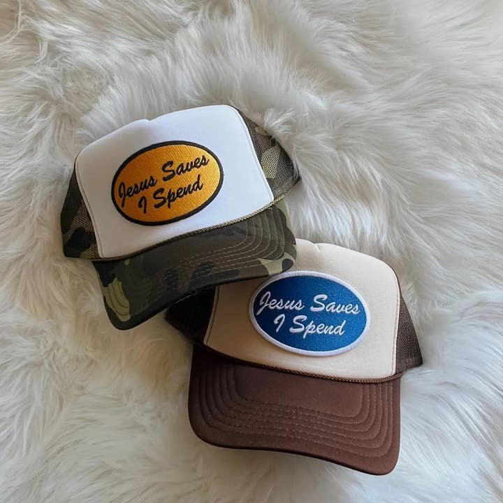 Wilder Made - Vente Casquette de camionneur – femme - Casquette Trucker Patch "Jésus Sauve, Je Dépense"3