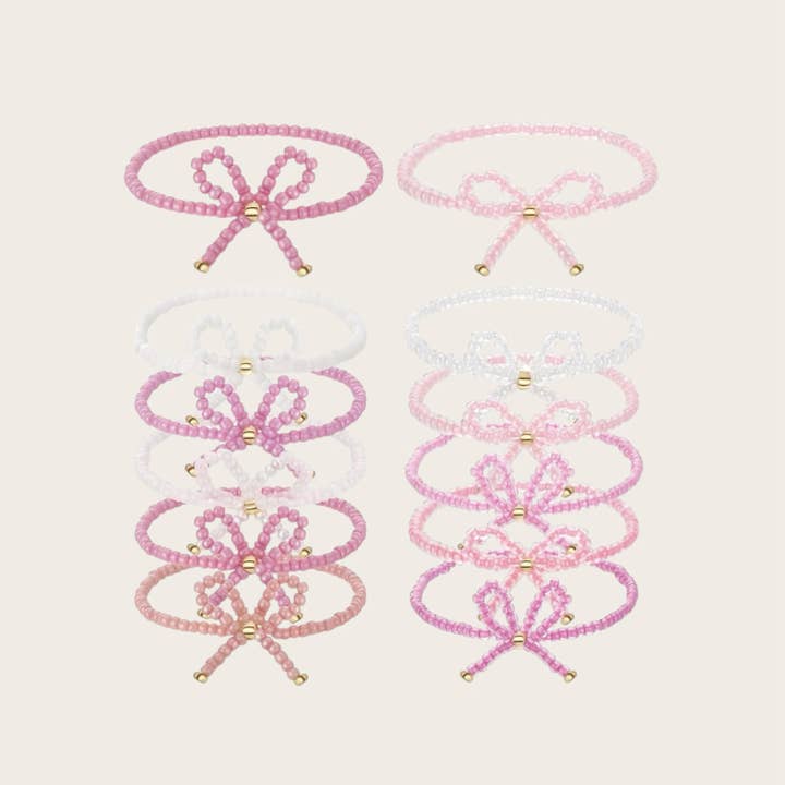 Pink bow beaded bracelets for wholesale by Ella Blue