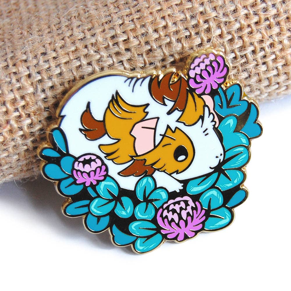 Floral Frolic - Vente Épinglettes/boutons - Épingle en émail Nourriture pour cochons d'Inde - Trèfle