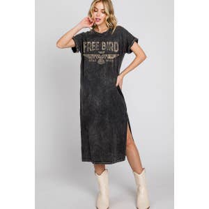 Nashville- Mineral Wash Graphic T-shirt Dress or Tee - Pink - H&O