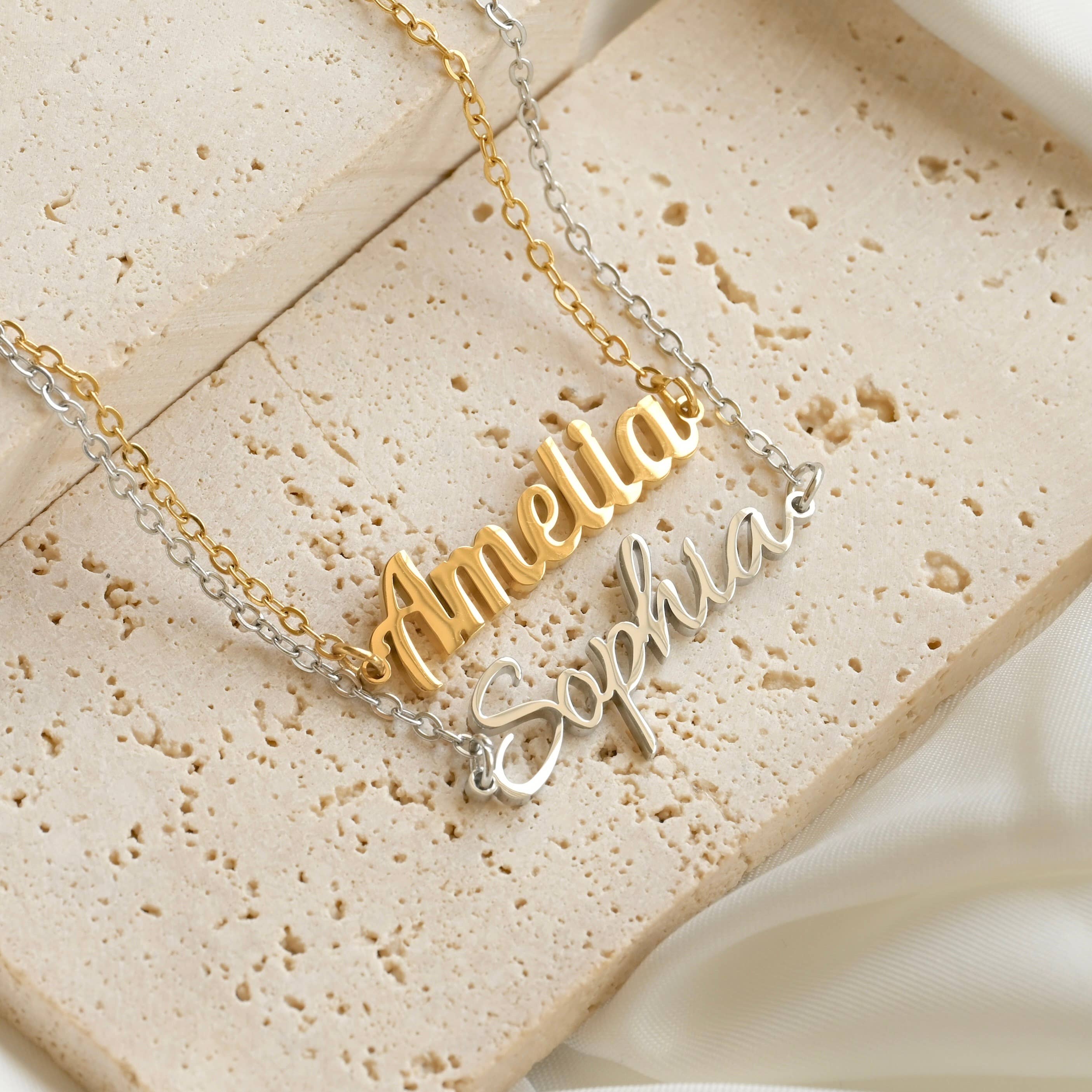 Blueyejewelry - Wholesale Pendant/Charm Necklace - Custom Name Necklace - 18k Gold Personalized Name Necklace0