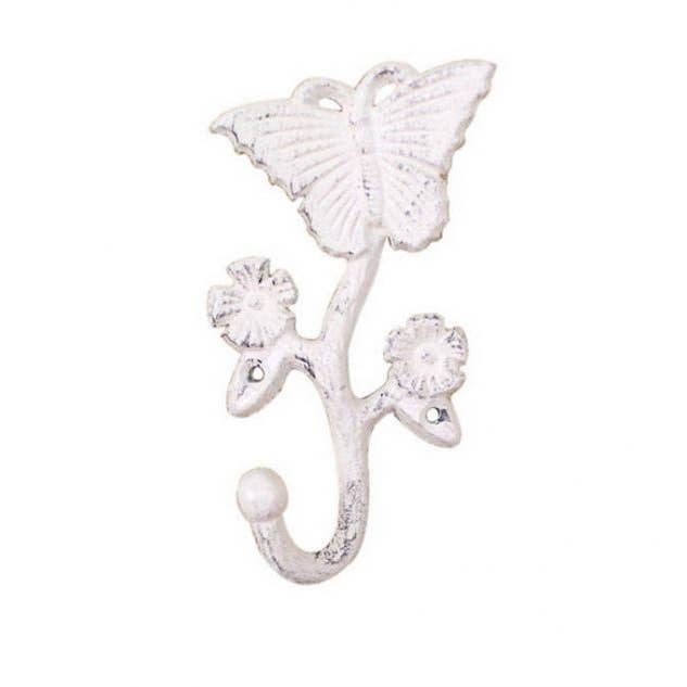 Farfalla in ghisa imbiancata con gancio fiori 12,7 cm per la vendita all'ingrosso da parte di Hampton Nautical