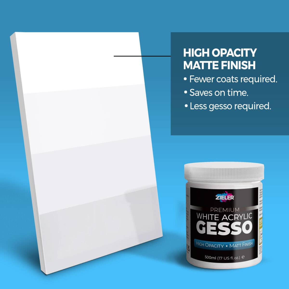 Zieler - Vente Assortiments de peinture - Gesso acrylique blanc premium opaque à finition mate1